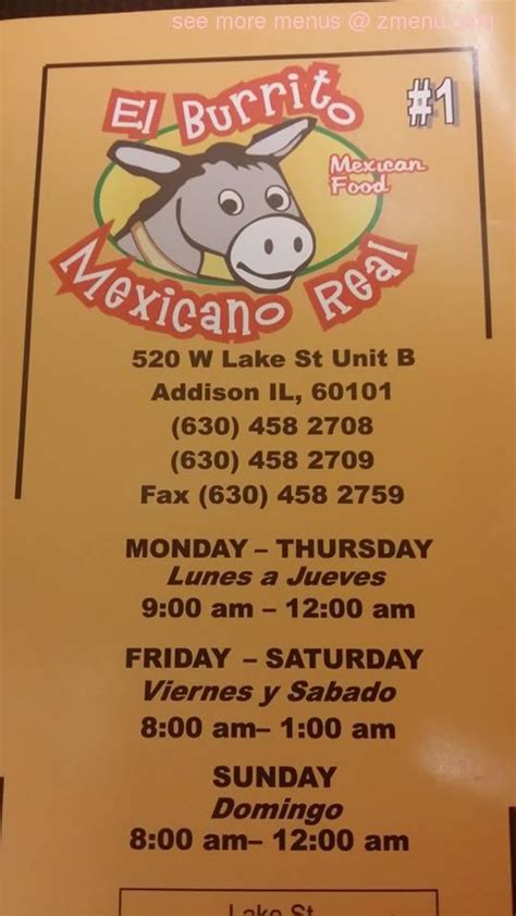 Sehen sie sich restaurantbewertungen, speisekarten und fotos an und finden sie den idealen platz für jede gelegenheit. Online Menu of El Burrito Mexicano Real Restaurant ...