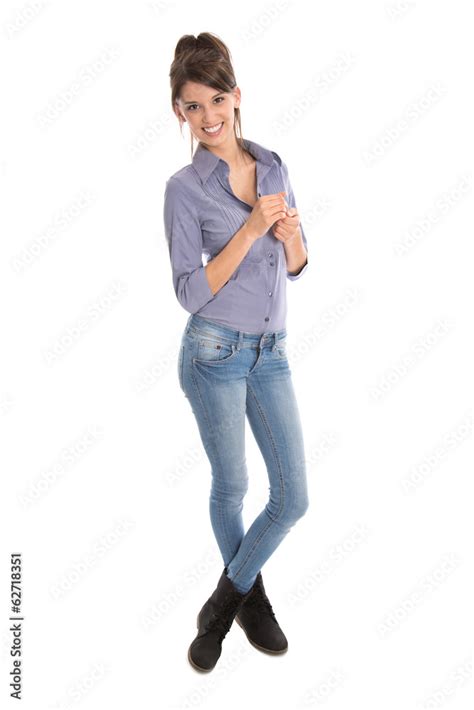Hübsche Junge Frau In Ganzkörper Pose Isoliert Stock Foto Adobe Stock