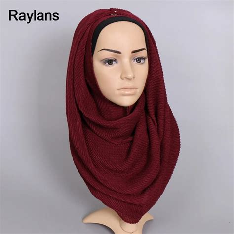 Raylans Women Lady Cotton Cotton Hijab Scarf Solid Color Shawl Muslim Head Turban Wrapcotton