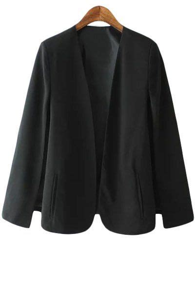 26 Off 2021 Solid Color Cape Style Blazer In Black Zaful