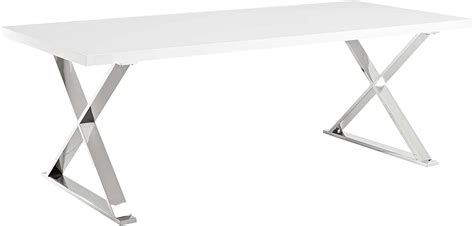 Modway Sector Modern Dining Table With Stainless Steel Metal X Base In