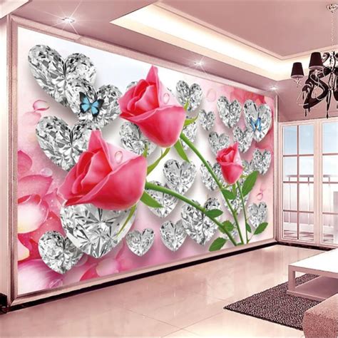 Beibehang Custom Wallpapers Home Decorative Frescoes Diamond Roses 3d