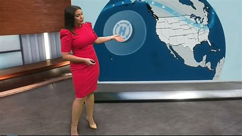 Felicia Combs 101721 Red Dress Weather Channel Rear View Easy