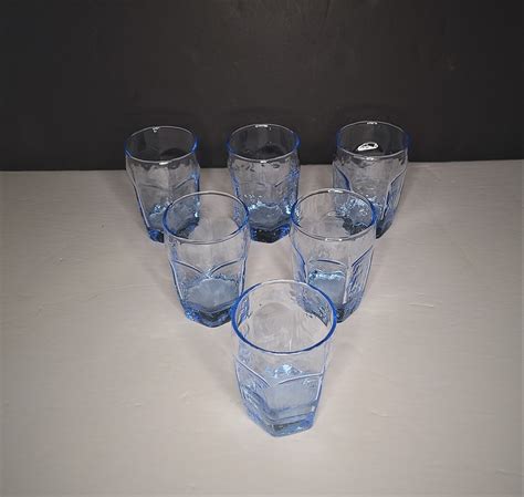 Libbey 4 Oz Juice Glasses Set Of 6 In Chivalry Blue Patterned Etsy