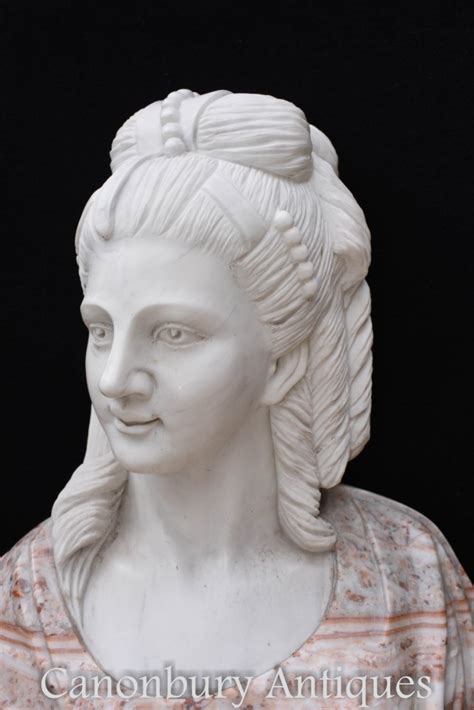 Hand Carved Marble Bust Victorian Lady Sculpture
