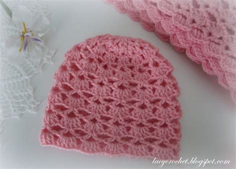 Lacy Crochet Lacy Shells Baby Hat Size 3 6 Months
