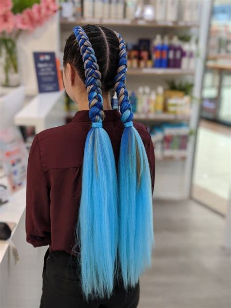 This is a great hairstyle for toddlers with short hair. Blue Dutch Braid Extensions in 2020 | Braids with ...
