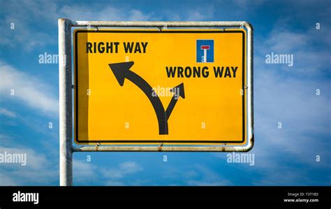 Street Sign Right Way Versus Wrong Way Stock Photo Alamy