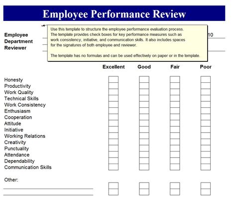 Values Based Performance Review Template