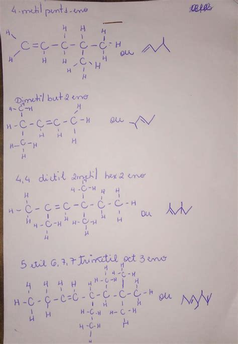 Escreva As Fórmulas Estruturais Dos Seguintes Compostos 4-metil-pent-1-eno