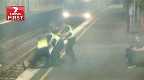 Watch Melbourne Psos Save ‘drunk Woman Trapped On Tracks Metres From Train
