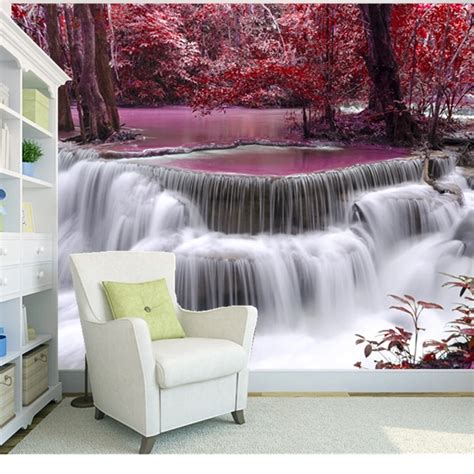 Custom Natural Scenery Wallpaperforest Of Waterfalls3d Photo Mural