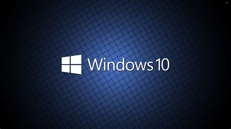 Windows 10 White Text Logo On A Blue Grid Wallpaper Computer