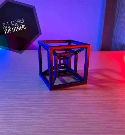 Tesseract Infinity Geometric Cube Enhanced Desktop Hypercube Etsy