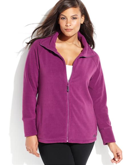 Lyst Calvin Klein Performance Plus Size Fleece Zip Front Jacket In Purple