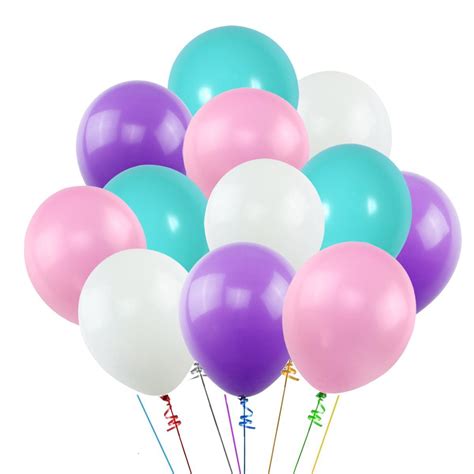 K Kumeed 12 Inch Balloons White Purple Pink Blue Assorted Latex