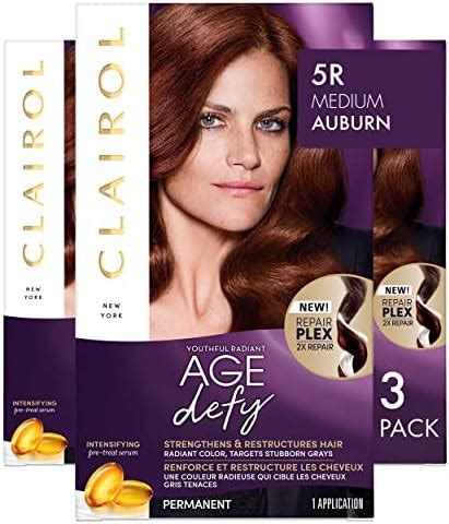 Clairol Age Defy Permanent Hair Dye 5R Medium Auburn Hair Color Pack