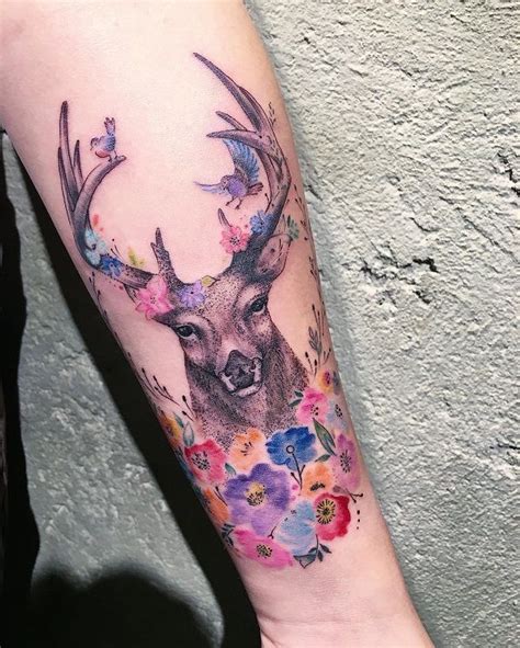 45 Inspiring Deer Tattoo Designs Cuded Floral Deer Tattoo Deer