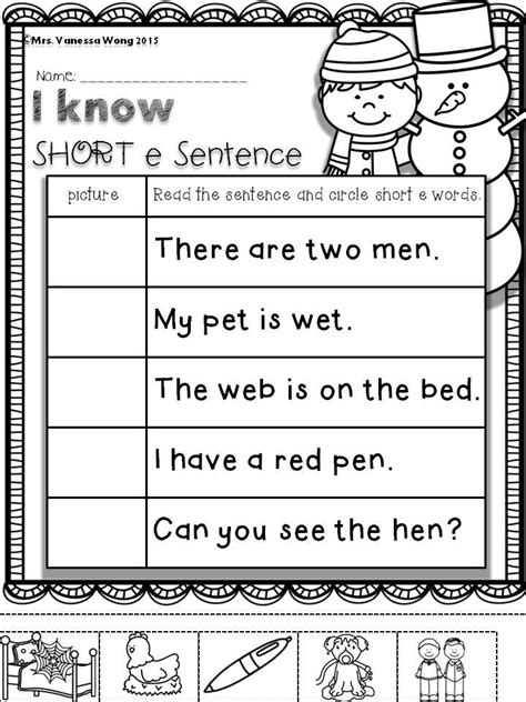 Simple Sentences Worksheet For Kindergarten