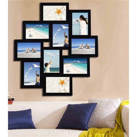 Adecotrading 10 Opening Wood Photo Collage Wall Hanging Picture Frame