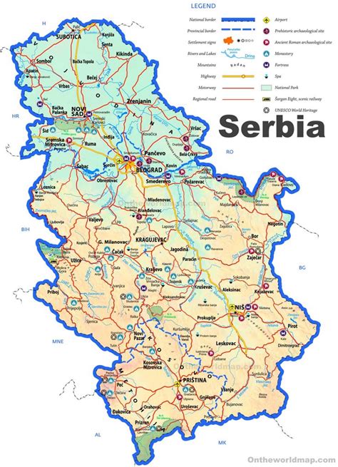 Serbia Tourist Map Ontheworldmap Com