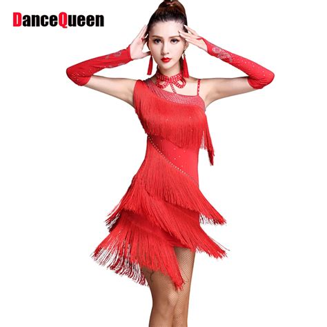 Buy Current Latin Dance Dresses For Ladies 4 Color Braces Tassel M Xl Size
