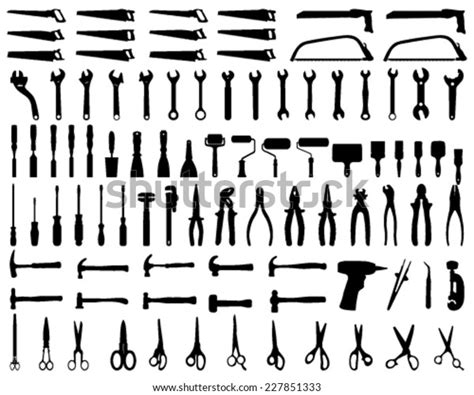 Set Black Silhouettes Tools Vector Stock Vector Royalty Free 227851333