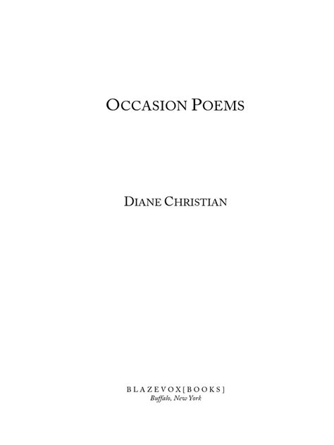 Occasion Poems By Diane Christian Book Preview