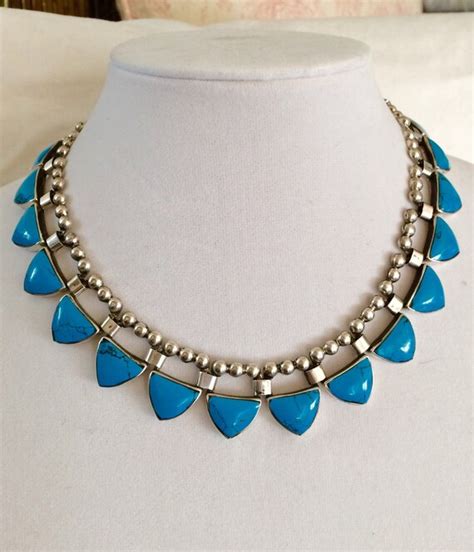 Sale Vintage Mexican Sterling Silver Turquoise Necklace Fine