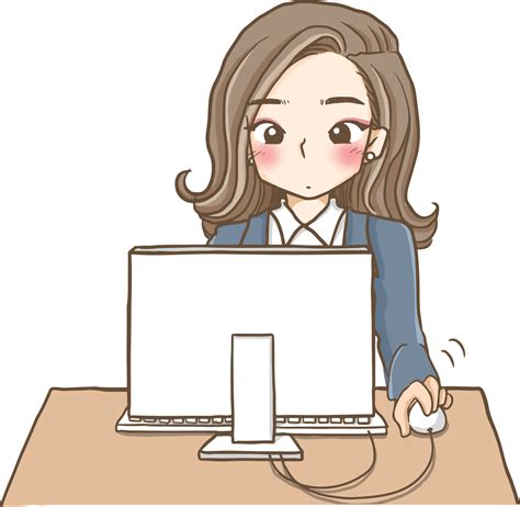 Working Girl Cartoon Doodle Kawaii Anime Coloring Page Cute