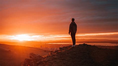 Wallpaper Meditation Alone Man Sunset