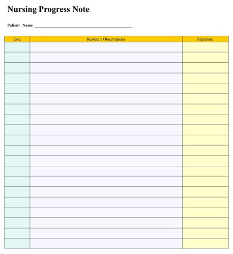 Free Printable Nursing Progress Notes