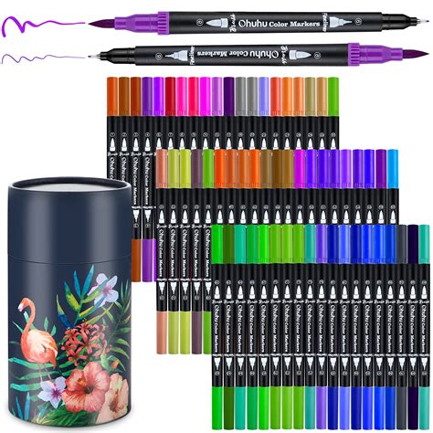 Ohuhu Art Markers Dual Tips Coloring Brush Fineliner Color Pens 60