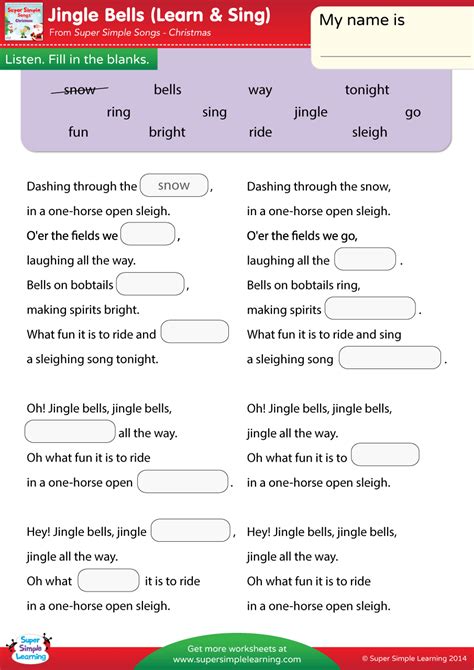 jingle bells worksheet fill   blanks super simple