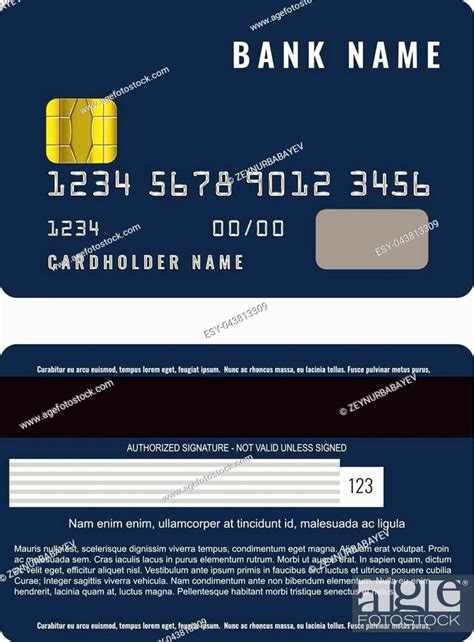 Realistic Credit Card With A Chip Front And Back Side View Mock Up
