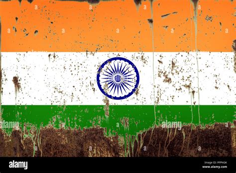 National Flag Of India On Rusty Metal Texture Stock Photo Alamy