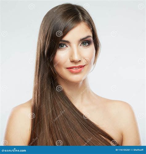 Woman Face With Hair Motion On White Background Stock Image Image Of