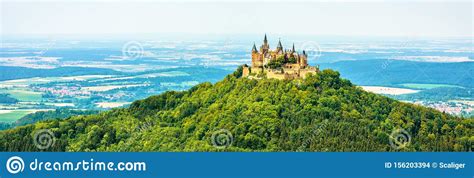 Hohenzollern Castle On Mountain Top Germany Stock Photo