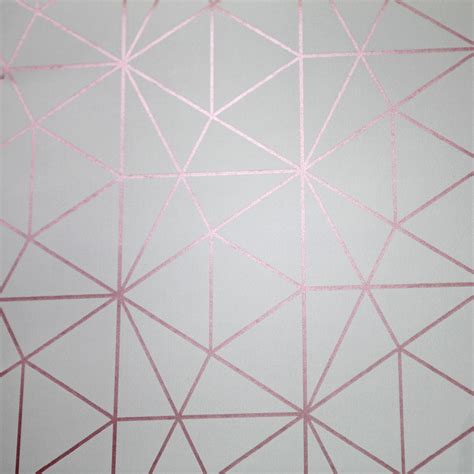 Metro Prism Geometric Triangle Wallpaper Grey Rose Gold Wow009