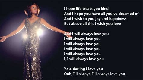 Whitney Houston I Will Always Love You Lyrics On A Screen Youtube