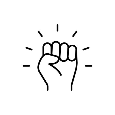 Empowerment Icon Simple Outline Style Hand Fist Empower Strength