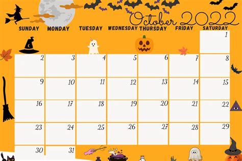 40 Free Printable October Calendars 2022