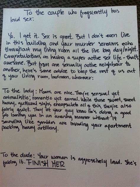 14 Notes From Neighbour To Neighbour Complaining About Loud Sex Photos