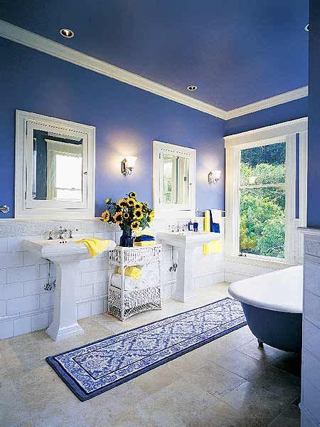 Cobalt Blue And Mimosa Yellow Bathroom Reflects Our Wedding Colors