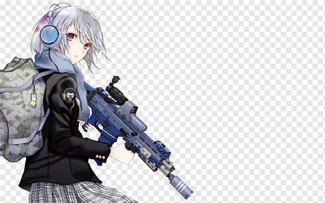 Fondos De Pantalla Pistola Anime Chicas Anime Ojos Azules Arma 10788