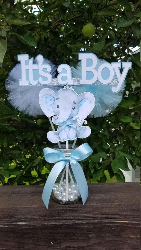 Its A Boy Elephant Centerpieces Baby Shower Etsy