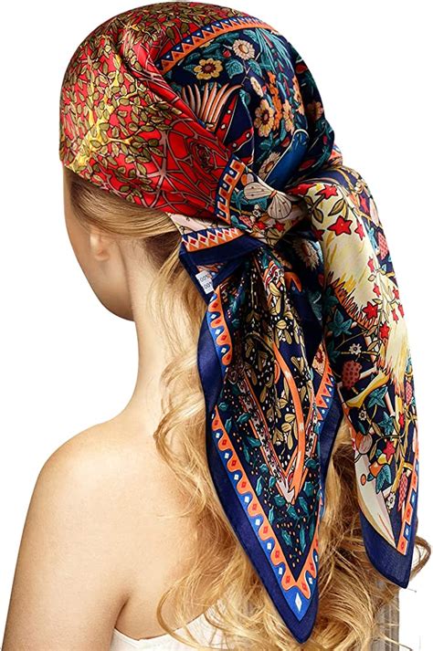5pcs Satin Head Scarves For Women Square Silk Like Hair Scarves Silk