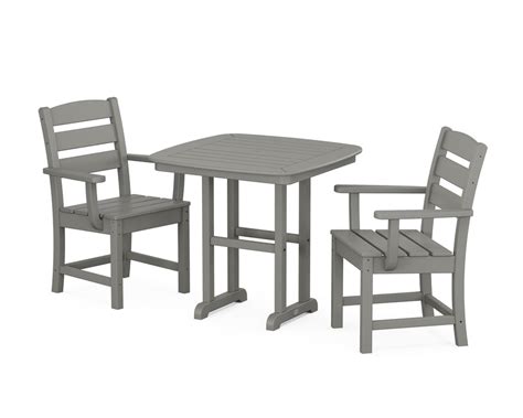Polywood Lakeside 3 Piece Dining Set In Slate Grey
