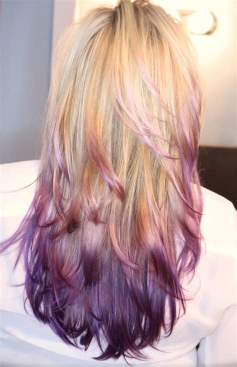 Purple Dip Dye On Blonde Hairbeauty Pinterest