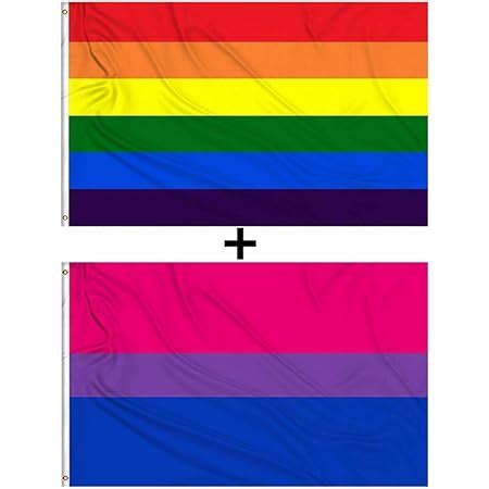 Amazon Com AimtoHome 3x5 FT Rainbow Flag And Bi Pride Flag Gay Flag